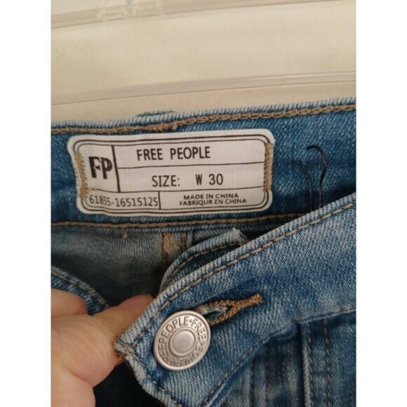 Free People Flare Decorative Seams Festival Boho Denim Blue Jeans Women's 30 - Picture 5 of 7